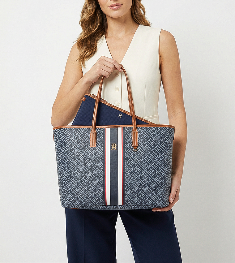 Monogram Patterned Tote Bag Set