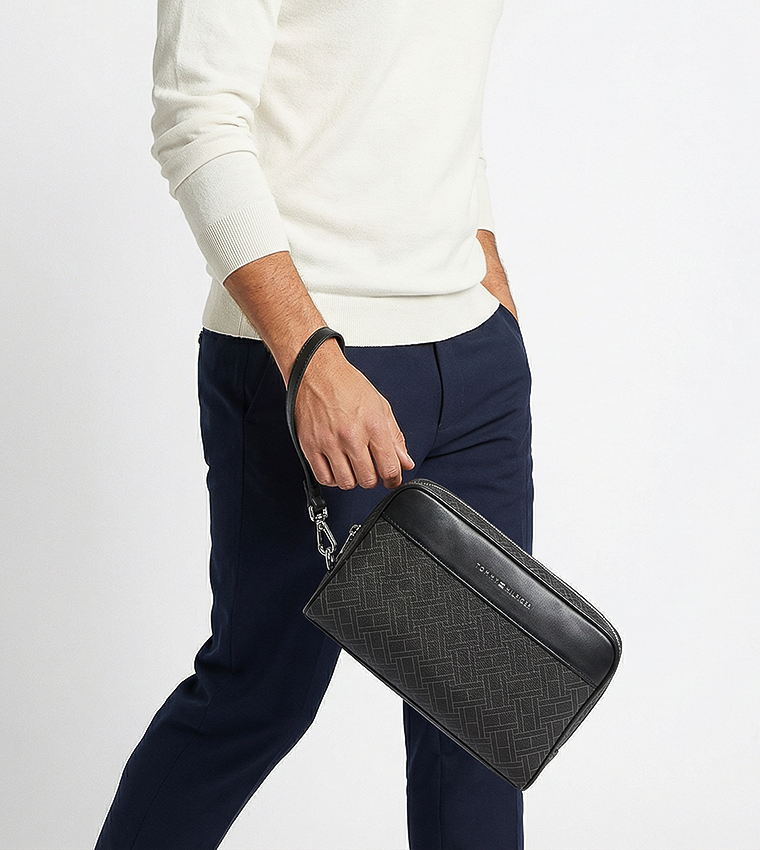 Monogram Patterned Zippered Toiletry Bag