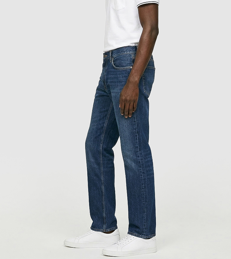 Faded Mid Rise Straight Fit Jeans