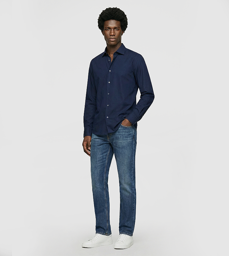 قميص كاجوال سادة كم طويل