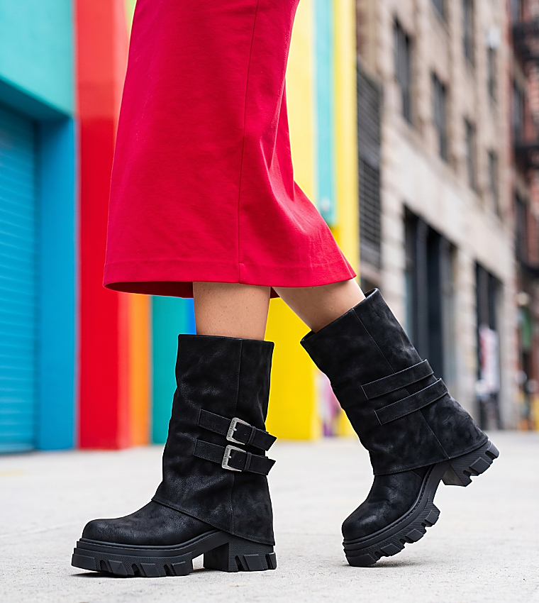 BARRAGE Distressed Knee-High Boots