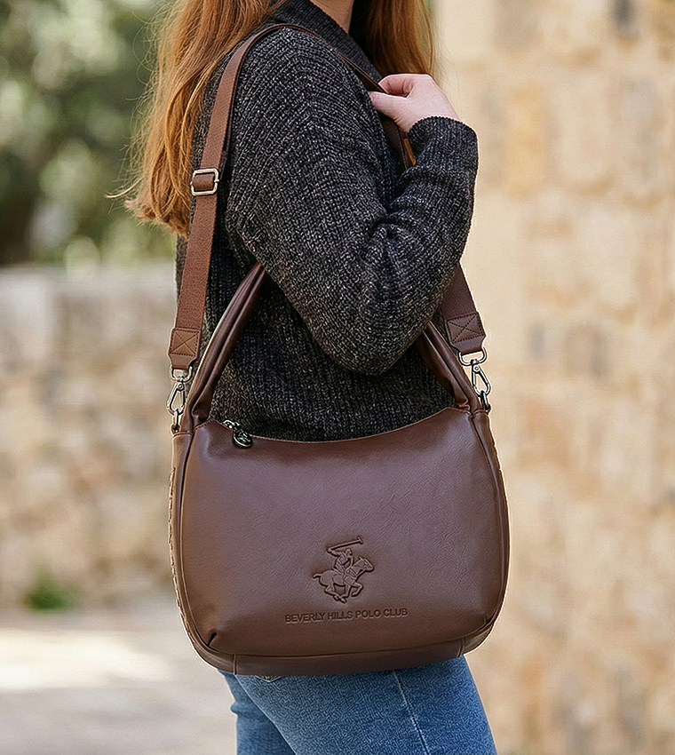 Logo Detail Zippered Shoulder Bag