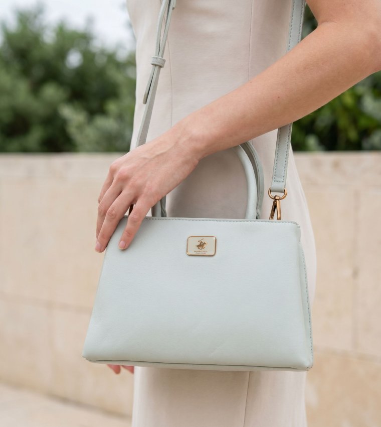 Solid Snap Button Satchel Bag