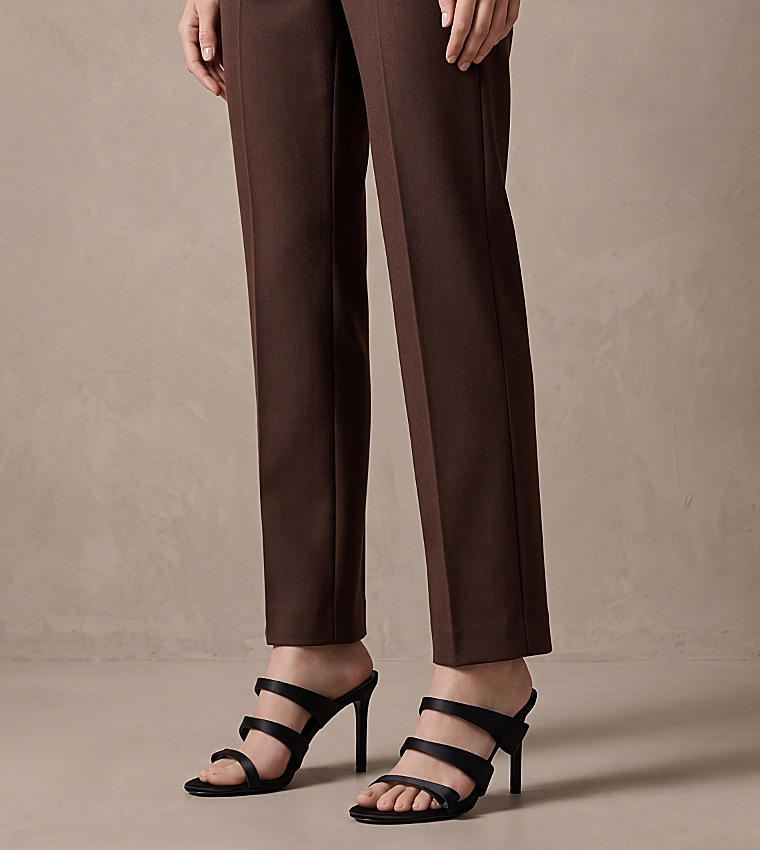 Solid Strappy Stiletto Heel Sandals