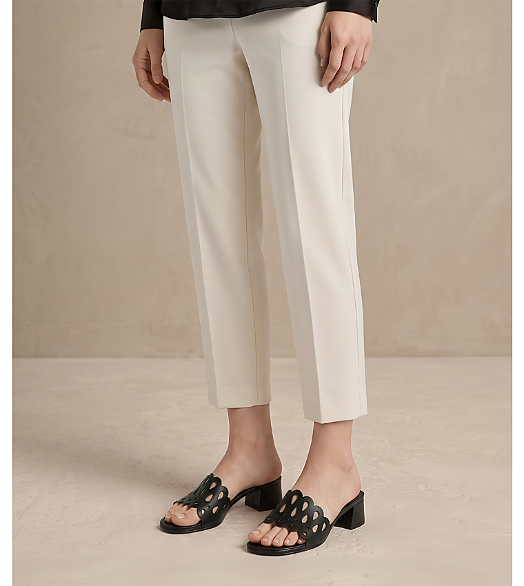 Solid Cut-Out Block Heel Sandals