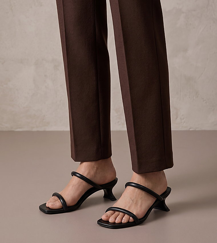 Solid Double Strap Heeled Sandals