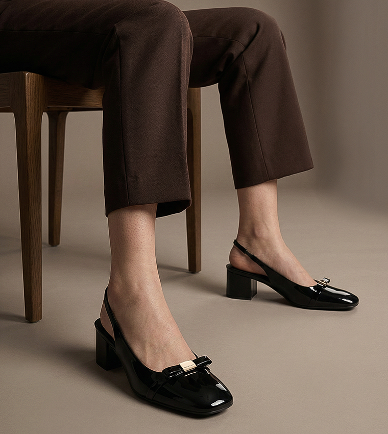 DORIAN Patent Glossy Slingback Pumps