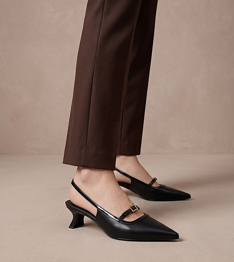 Solid Slingback Pointed Toe Pumps