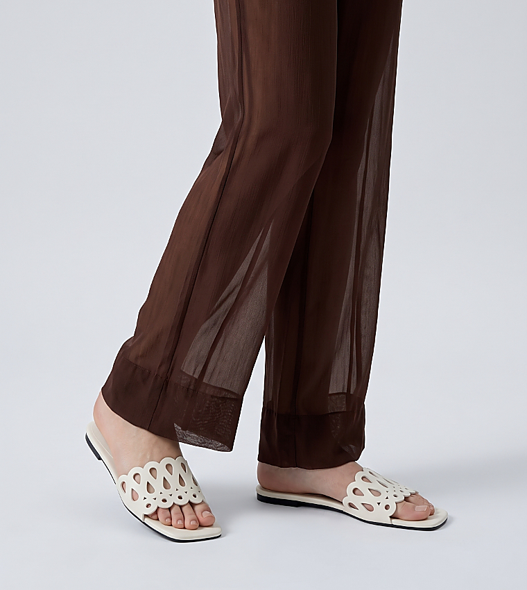 Solid Cut-Out Flat Sandals