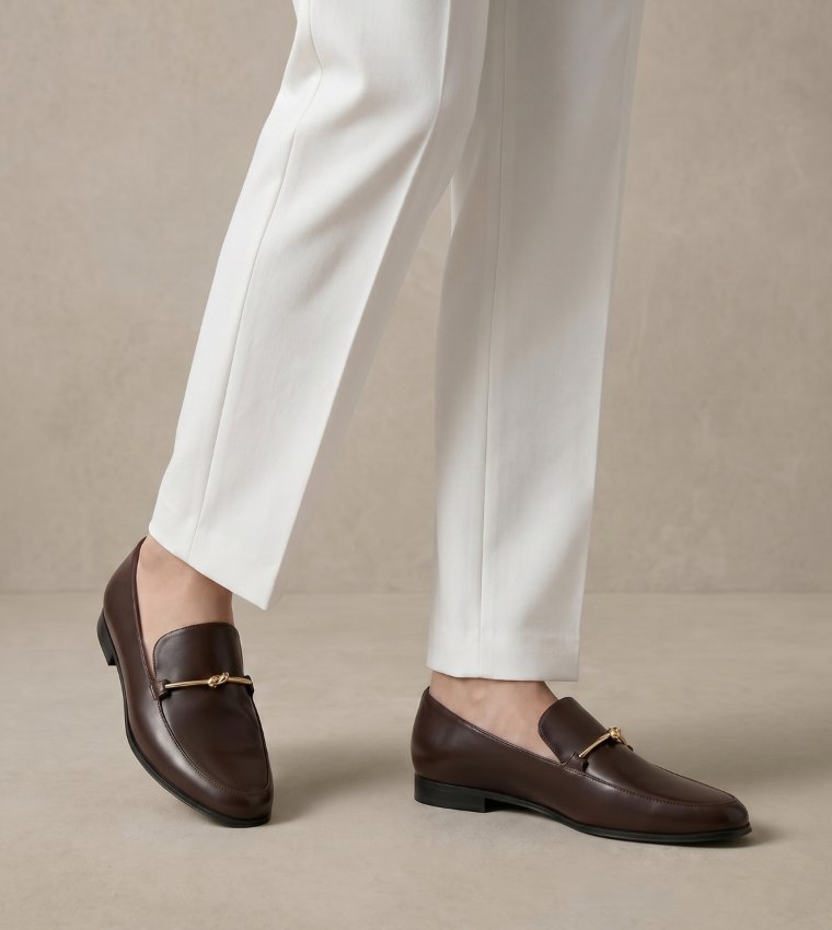 Metallic Knot Bar Loafers