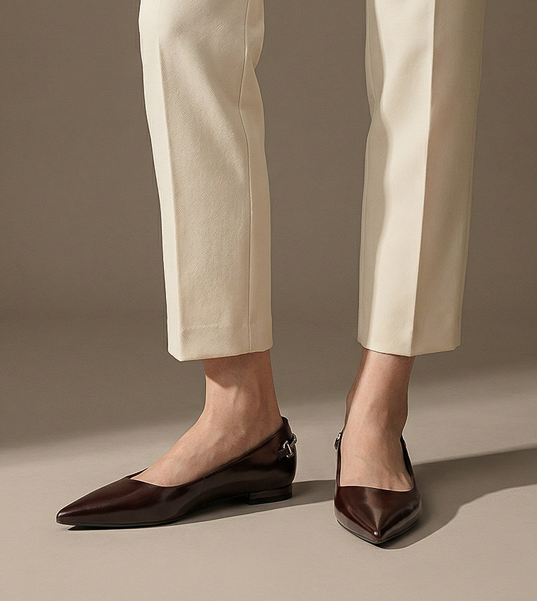 ERINNA Metal Detail Pointed Toe Ballerinas