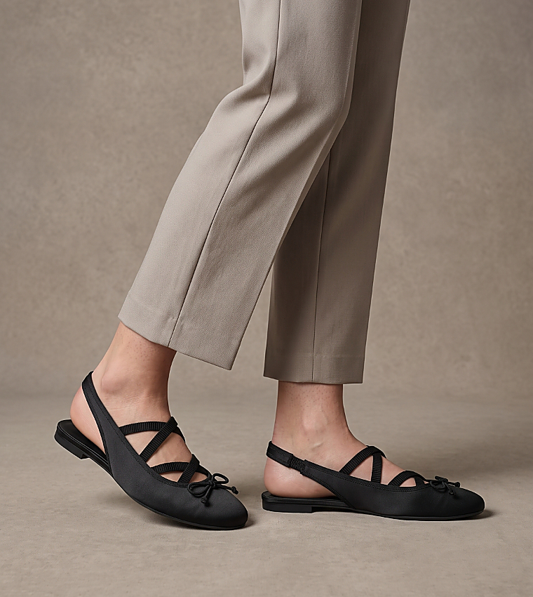 Solid Bow Detail Slingback Flats