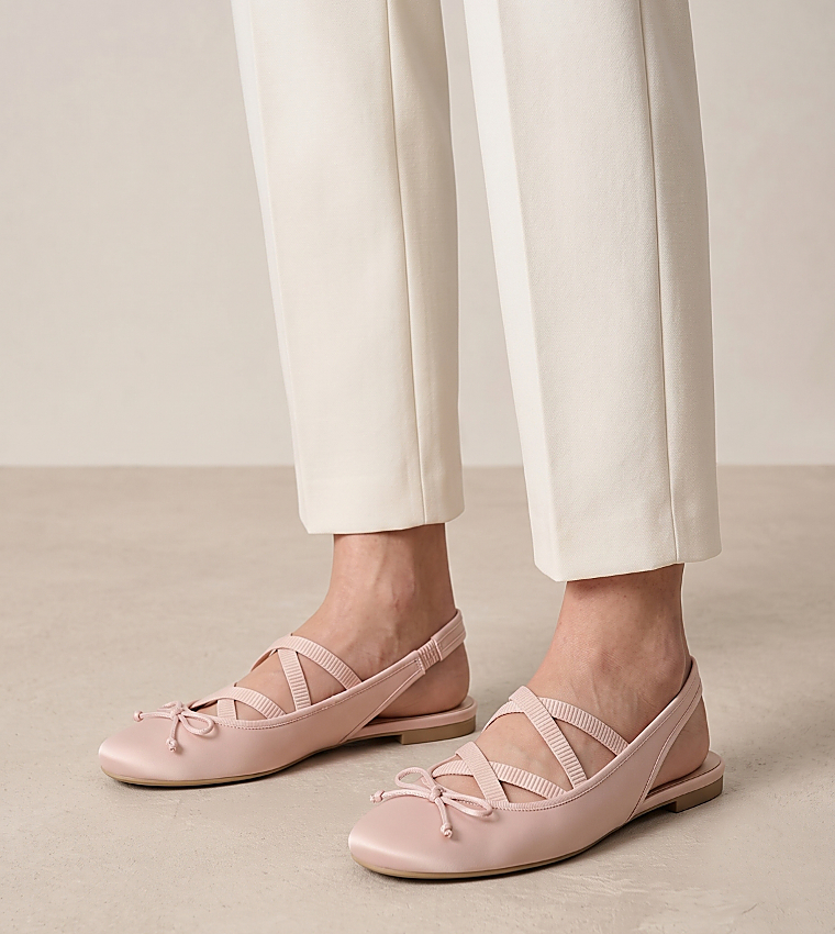 Solid Bow Detail Slingback Flats