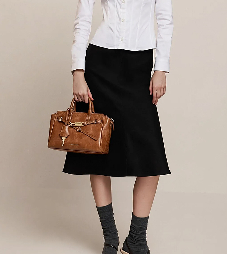 DELFINA Belted Mini Tote Bag