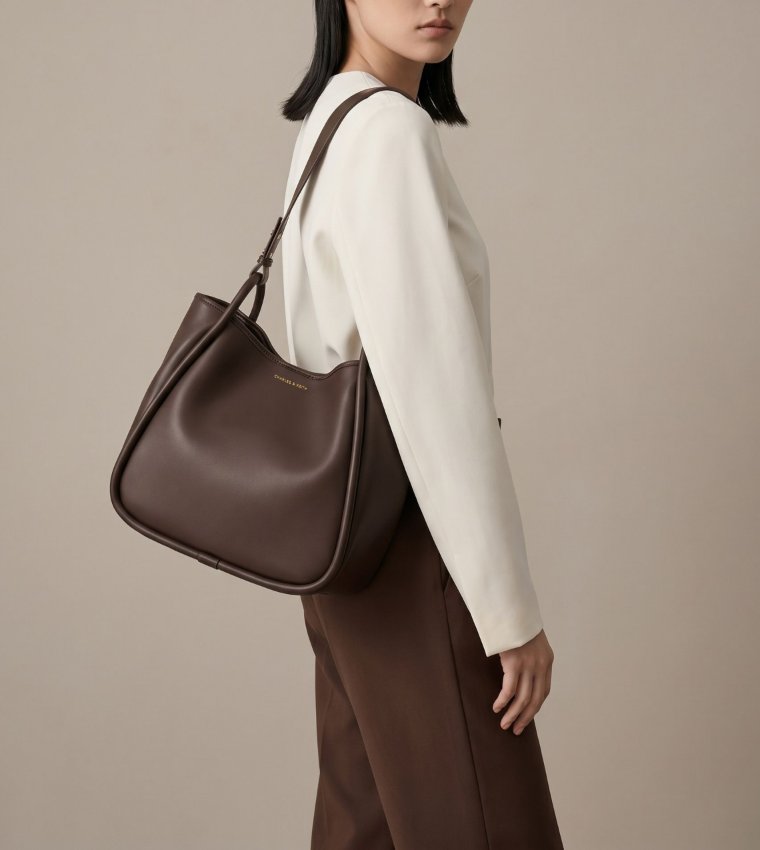 LYLA Textured Tubular Slouchy Tote Bag