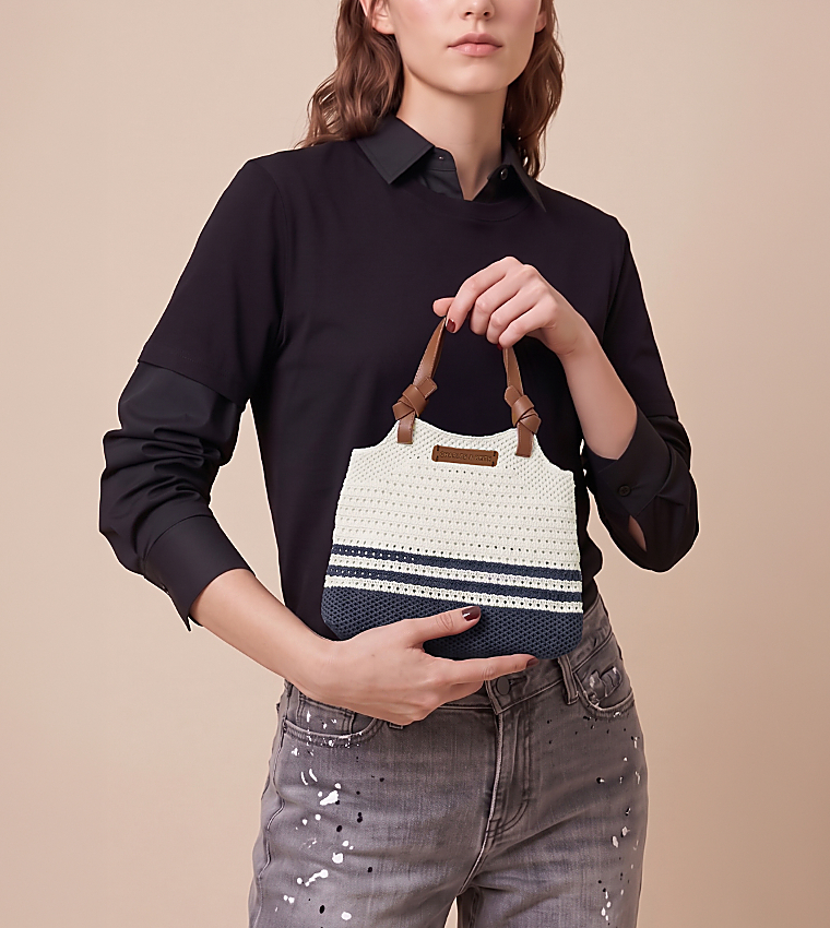 IDA Striped Knitted Handheld Bag