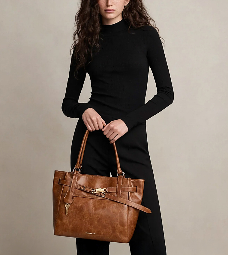 DELFINA Belted Tote Bag