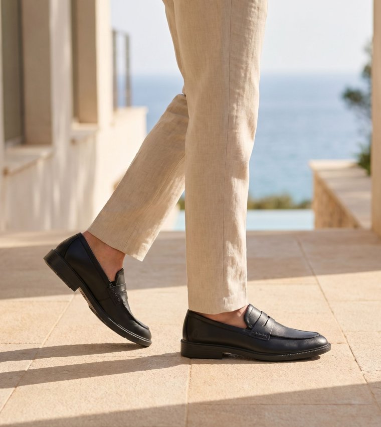 BANKER Logo Detail Penny Loafers