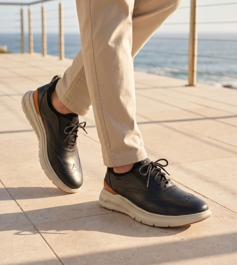 Textured Round Toe Lace-Up Shoes