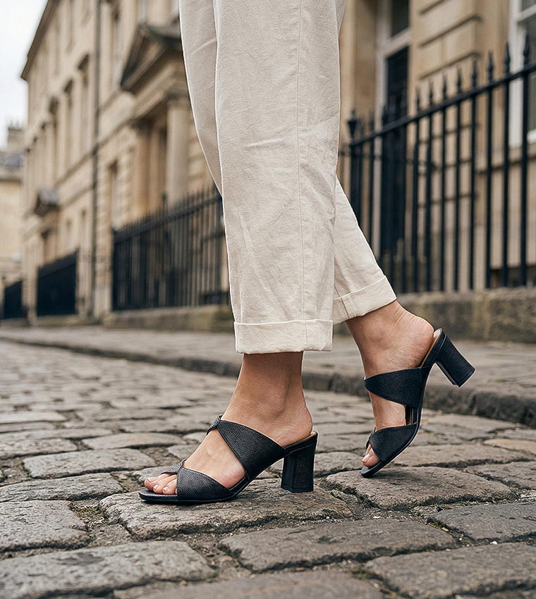 NESSA Textured Block Heel Sandals