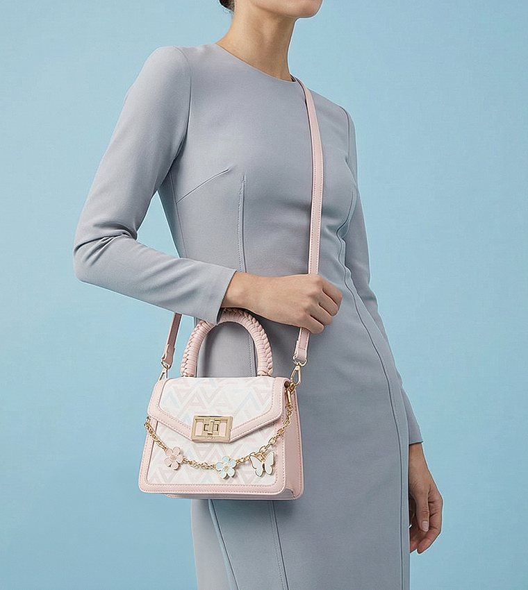 LINDSAY Monogram Patterned Top Handle Bag