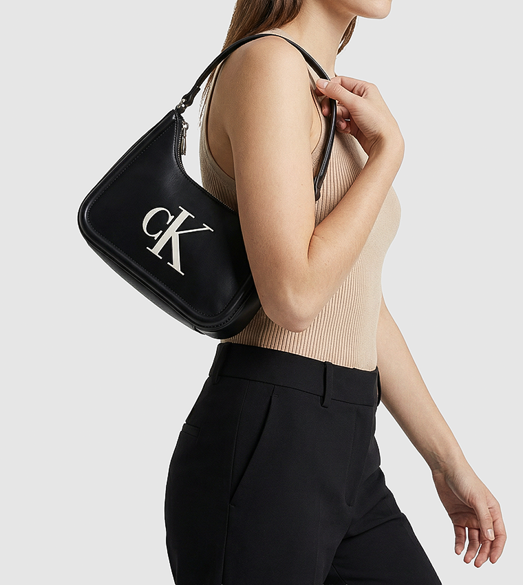 Monogram Zip Closure Shoulder Bag