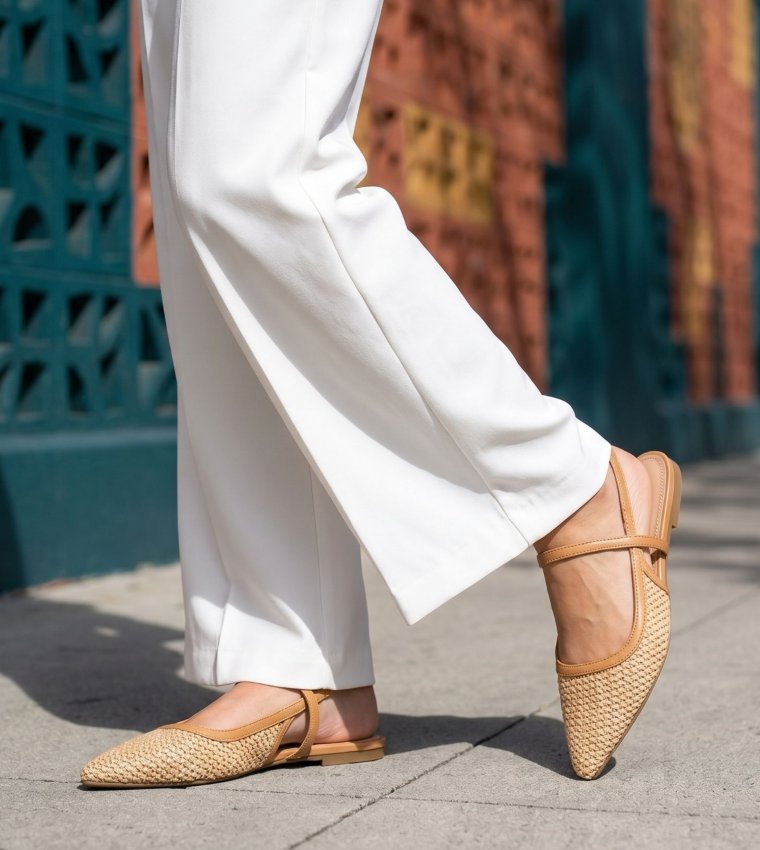 MALLORY Straw Slingback Flats