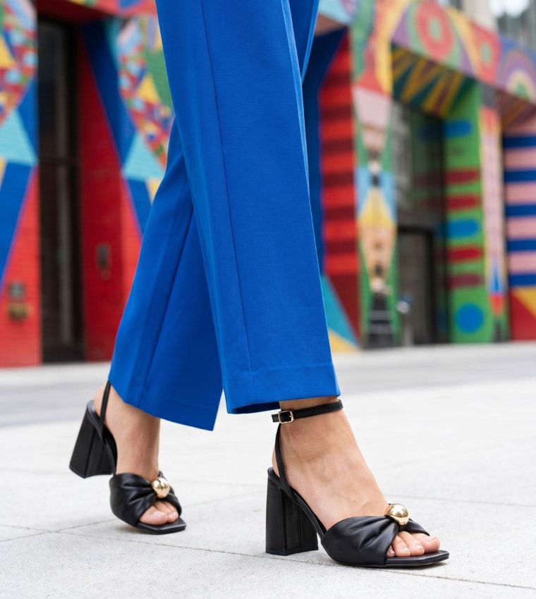 MELADI Ankle Strap Block Heel Sandals