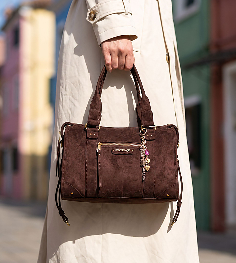 Solid Zip Shoulder Bag