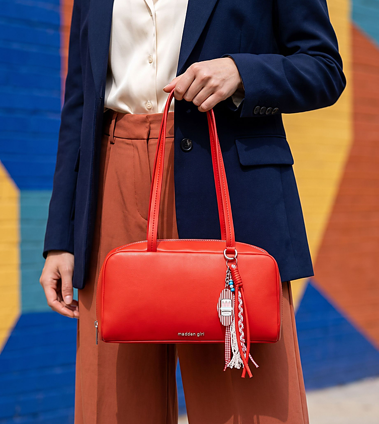 Solid Zip Shoulder Bag