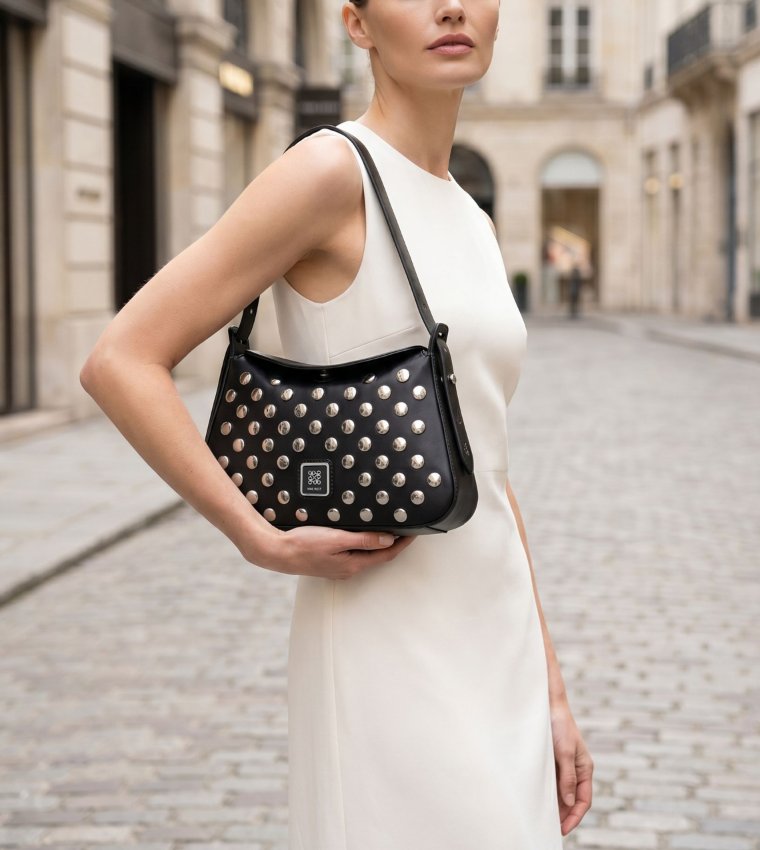 POLINA Studded Shoulder Bag