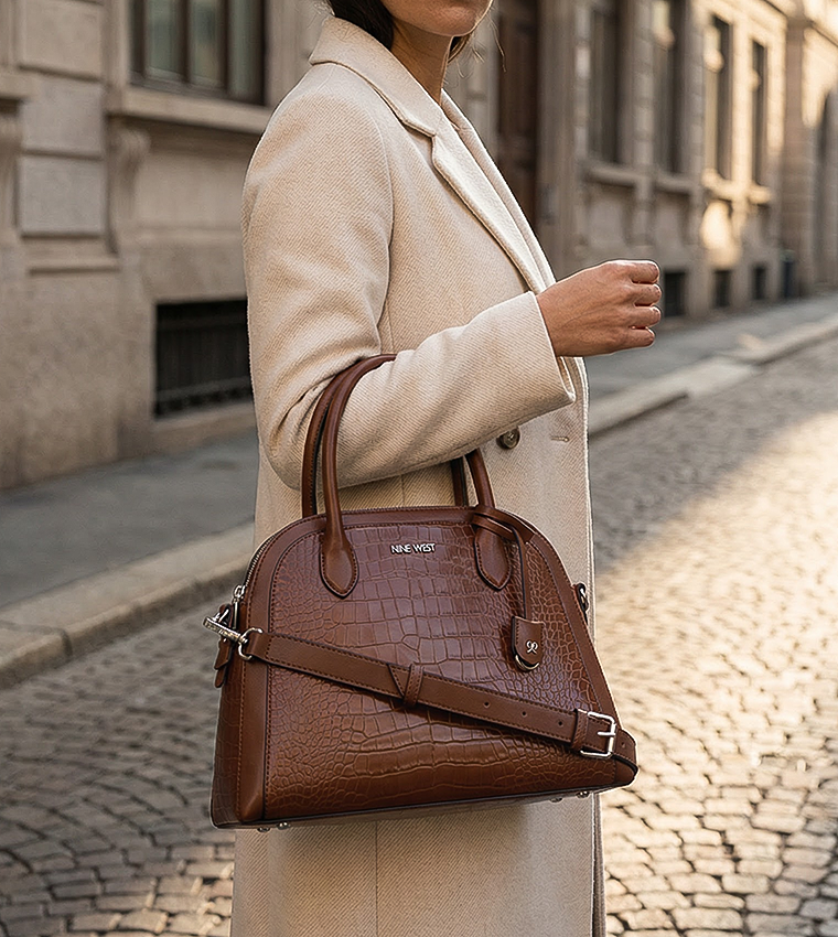 GERTRUDE Croc Textured Satchel Bag