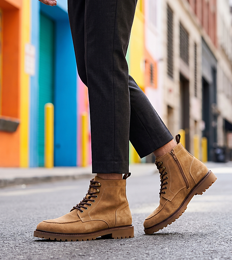 ستيف مادن  بوت برباط - بيج Lace up Boots