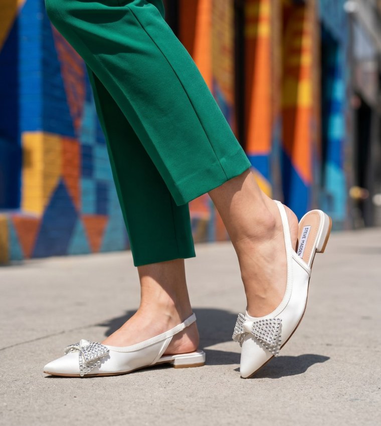 SARAPHINA Embellished Bow Slingback Flat Sandals