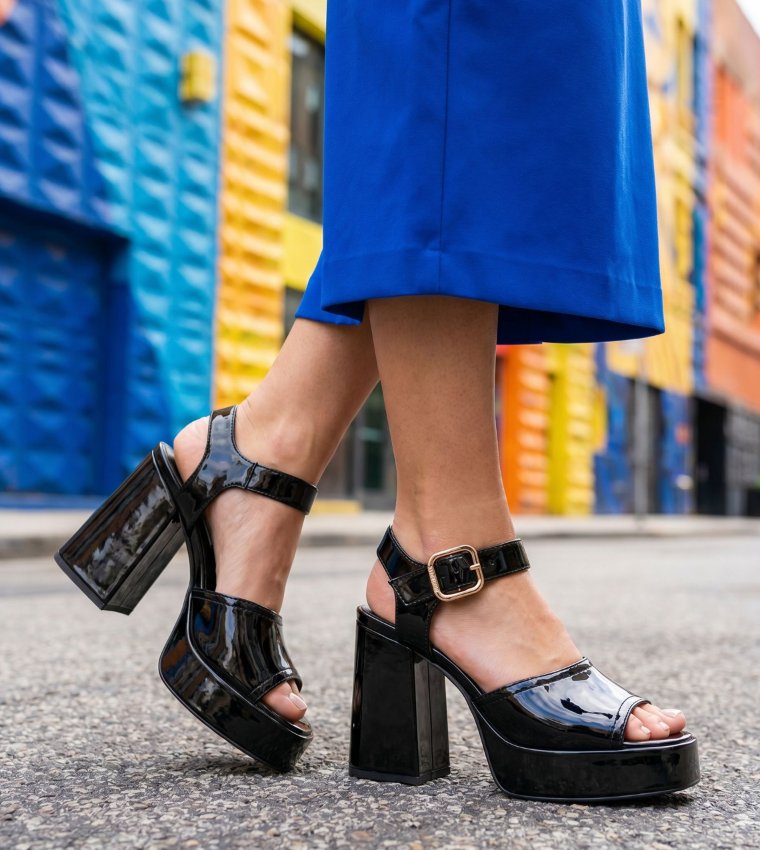 SOHO Glossy Platform Heel Sandals