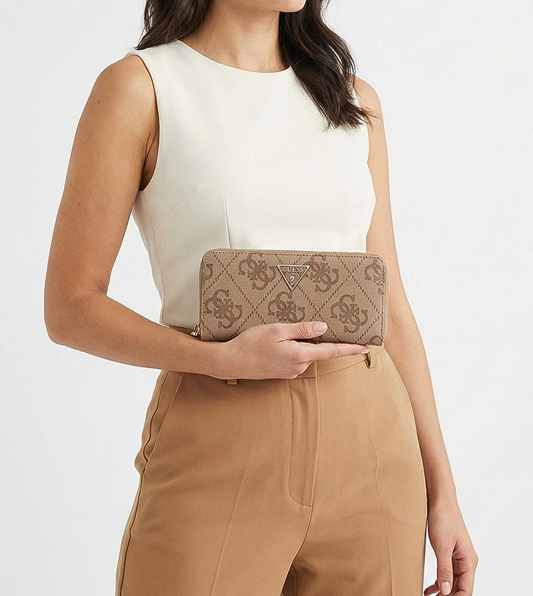 محفظة لوريل طويلة بنقشة شعار 