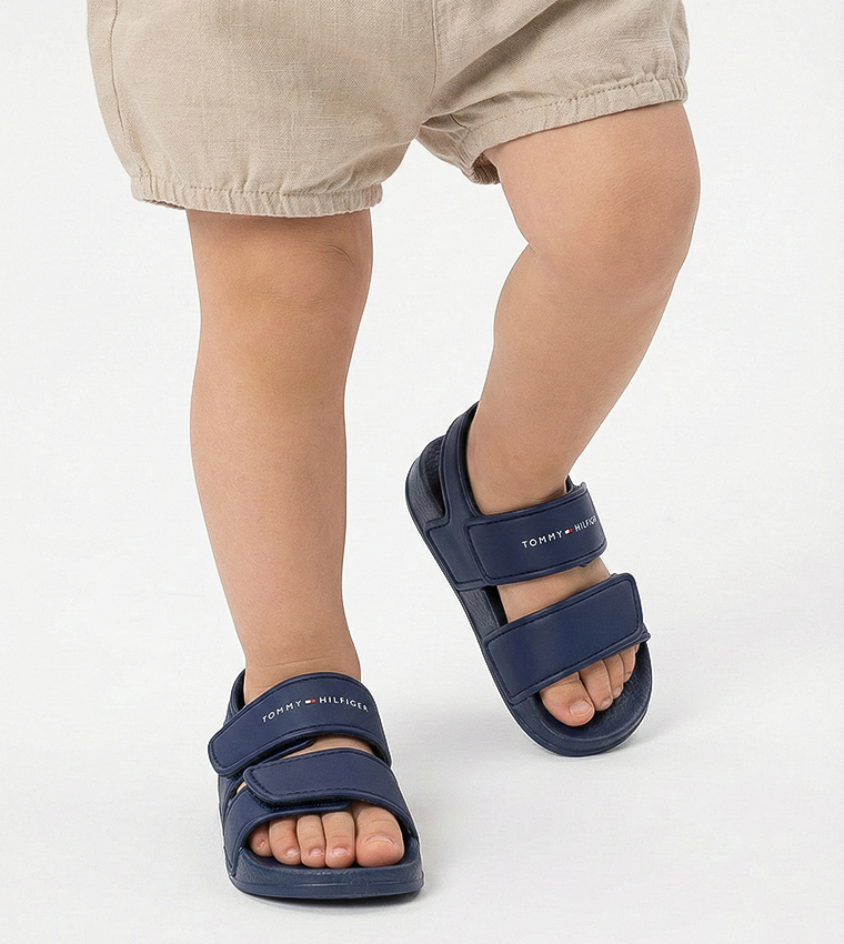 Logo Printed Velcro Closure Sandals