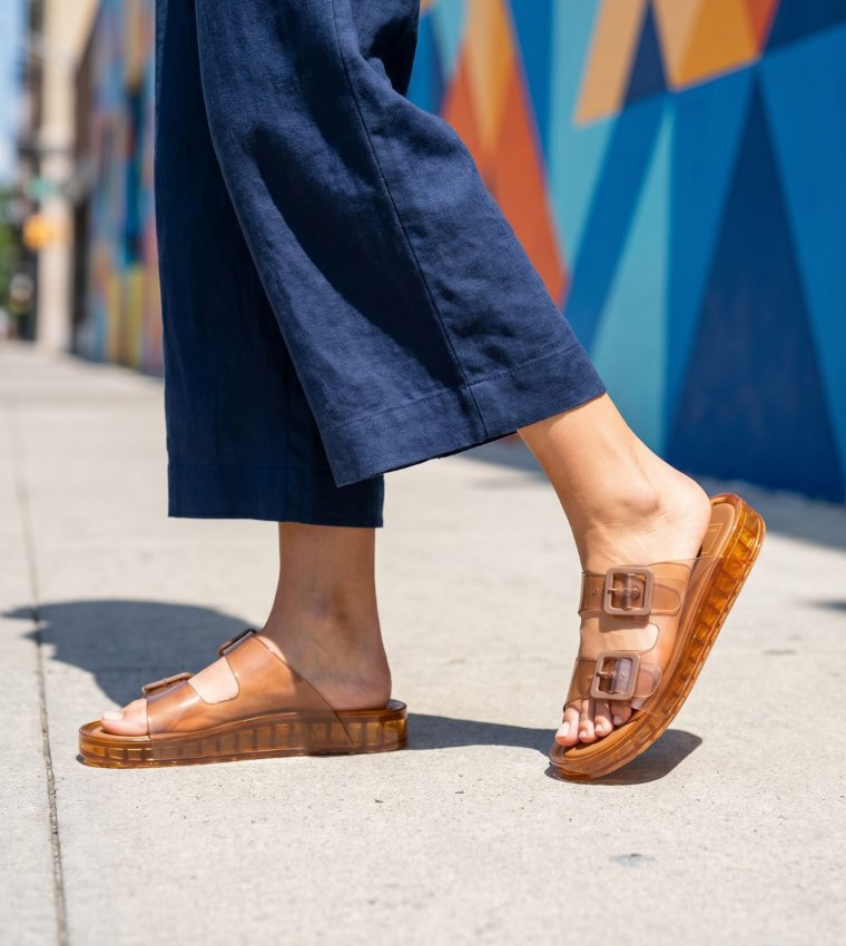 JULIO Double Buckle Strap Flat Sandals