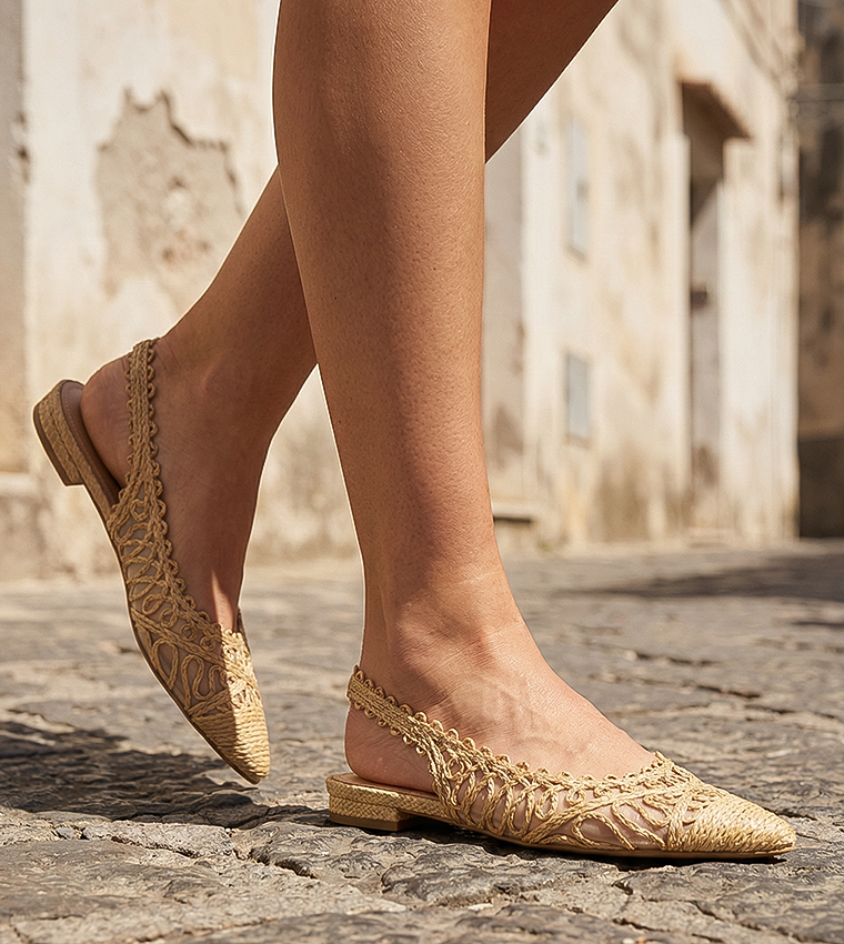 JOVIAS2 Laced Slingback Flat Shoes