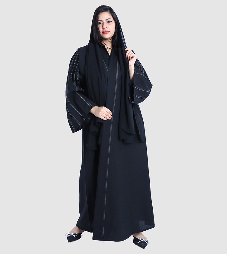 Striped Flare Sleeves Abaya