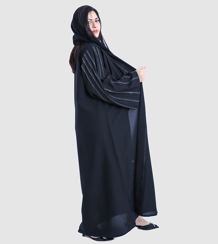 Striped Flare Sleeves Abaya