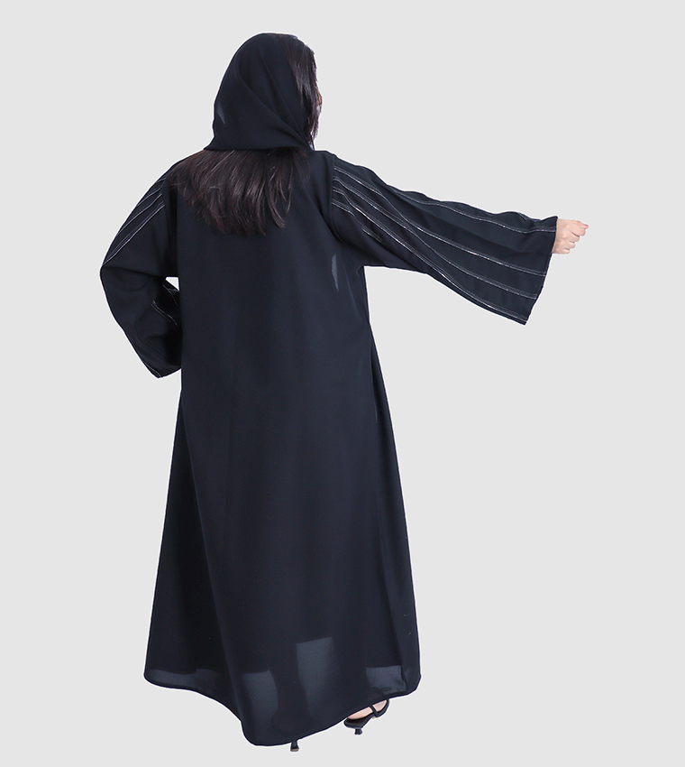 Striped Flare Sleeves Abaya