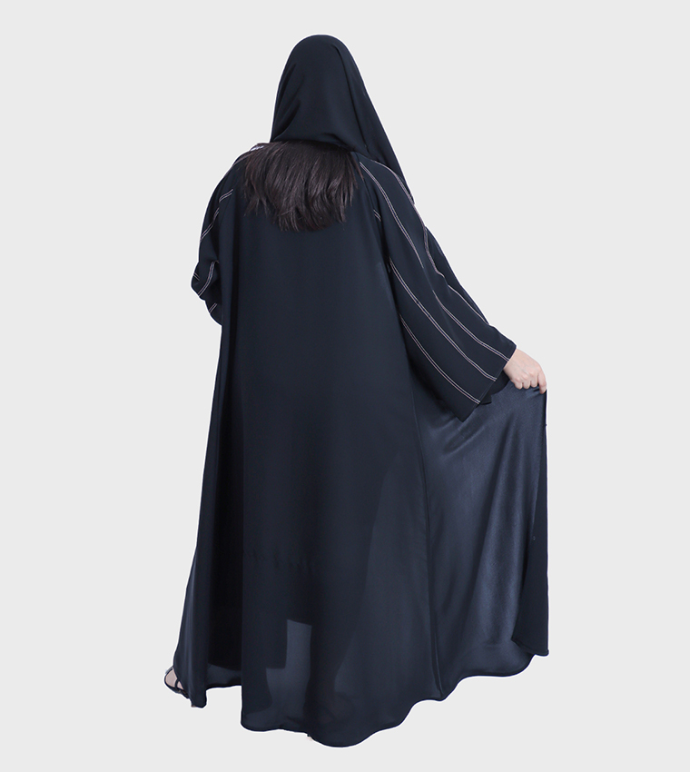 Striped Flare Sleeves Abaya