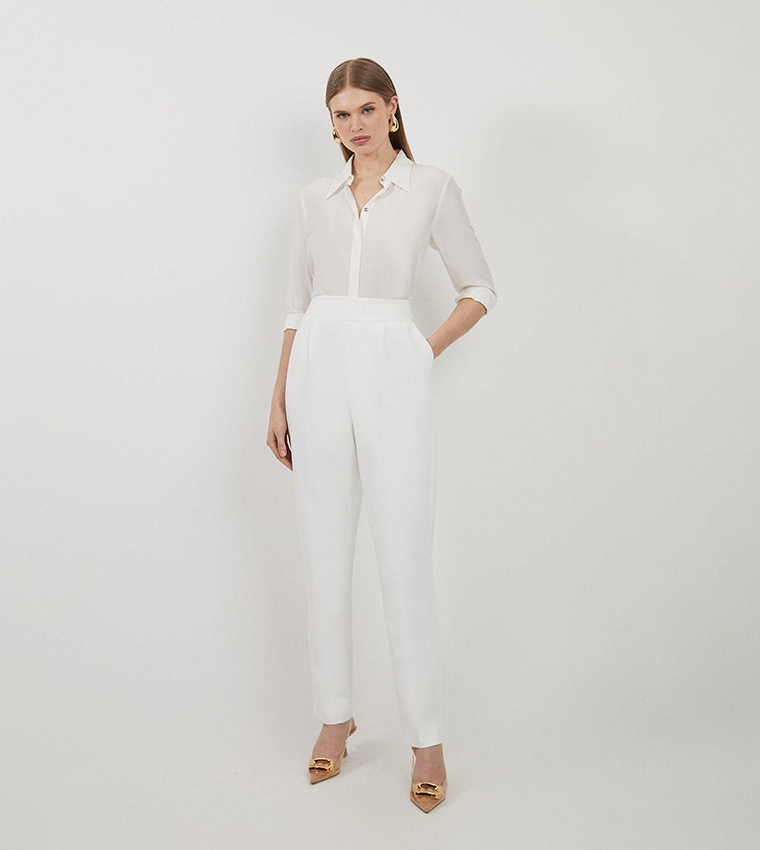 Compact Stretch High Waist Tailored Trousers - Non Returnable