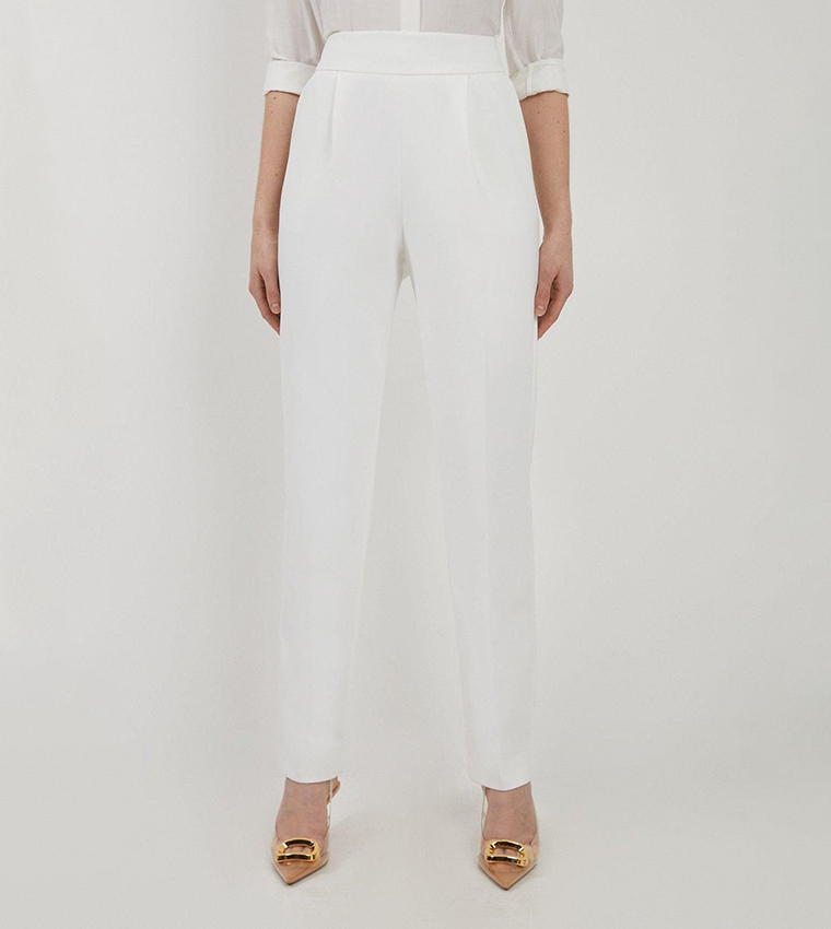 Compact Stretch High Waist Tailored Trousers - Non Returnable