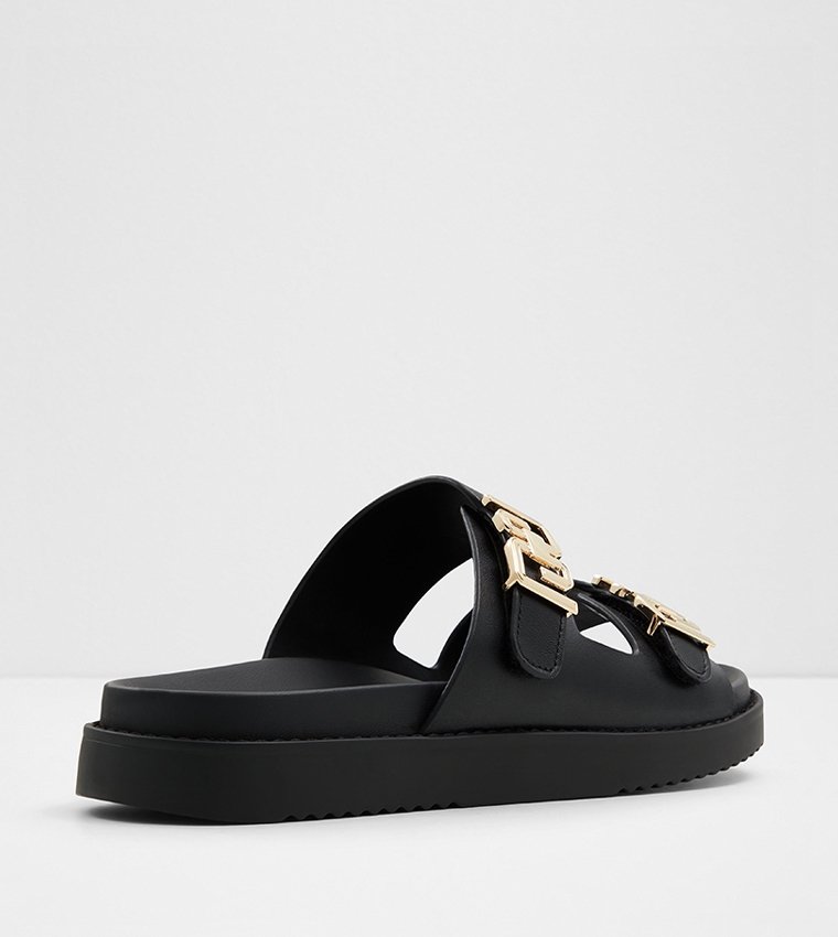 ALESSIE Metal Accent Open Toe Sandals