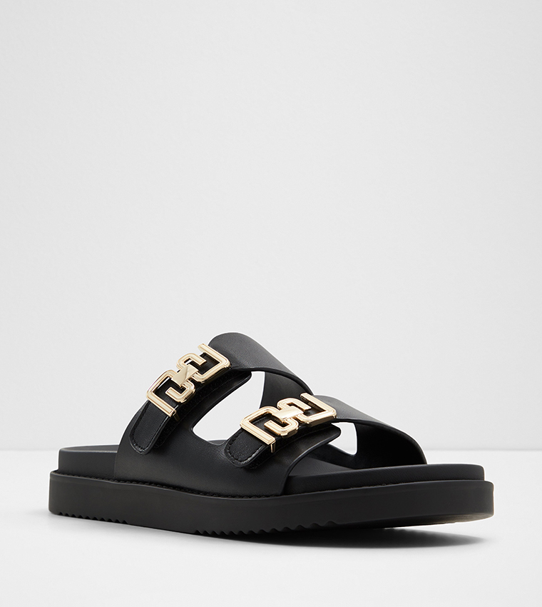 ALESSIE Metal Accent Open Toe Sandals