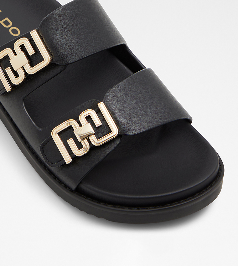 ALESSIE Metal Accent Open Toe Sandals