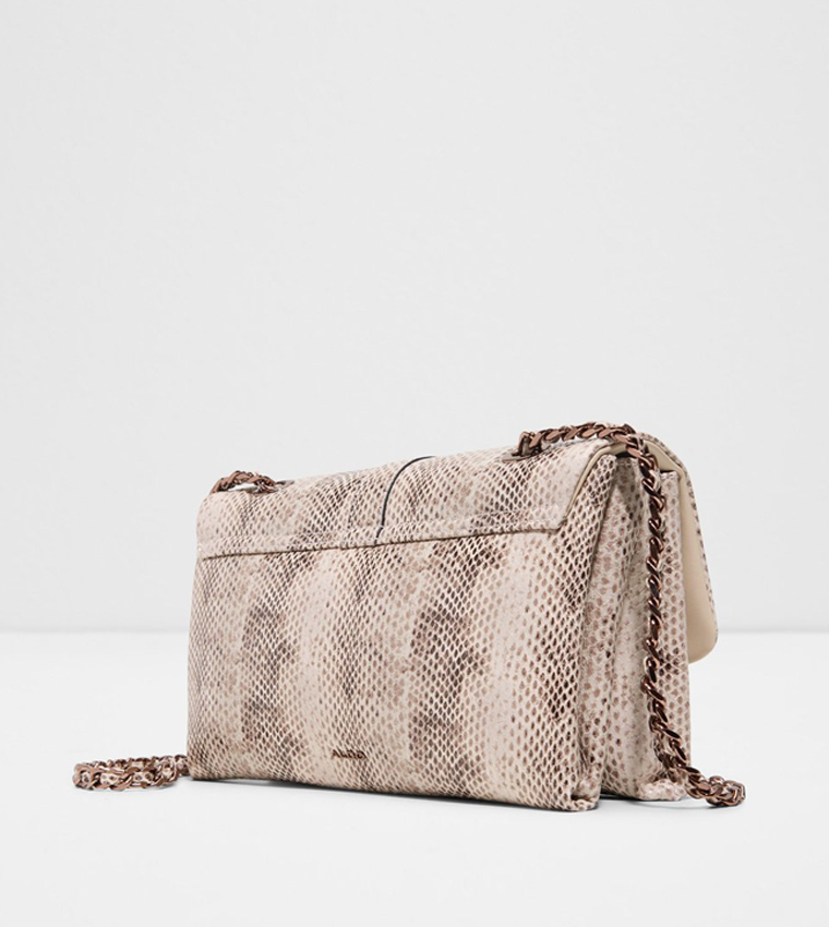 ALICIE Snakeskin Flap Crossbody Bag