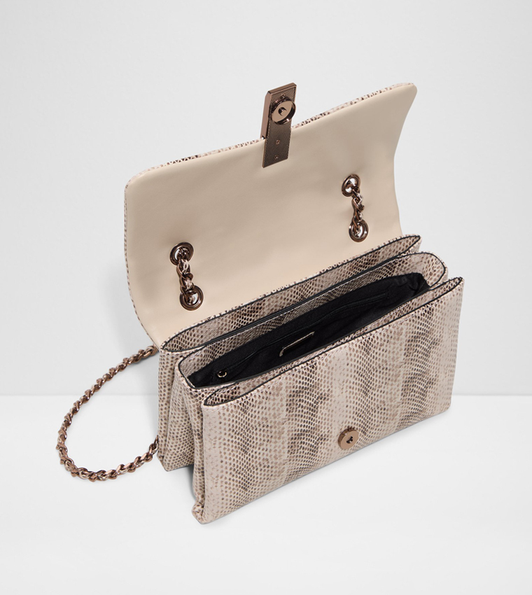 ALICIE Snakeskin Flap Crossbody Bag